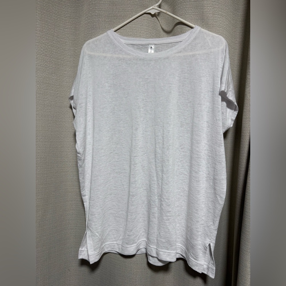 Athleta linen blend white top